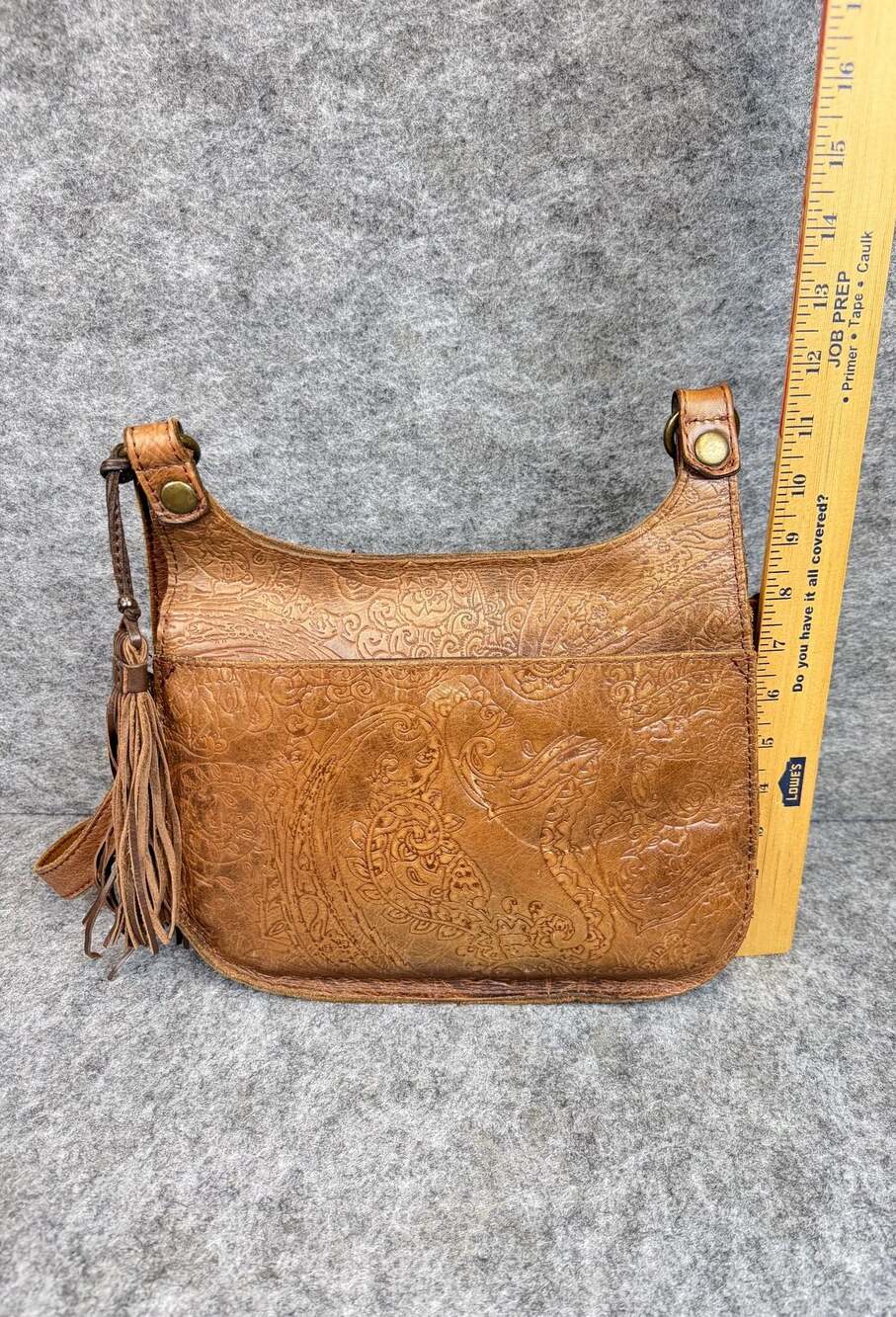 Patricia Nash Tooled Leather Crossbody Saddle Bag with Tassels - Picture 7 of 8